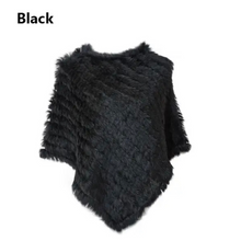 Load image into Gallery viewer, Genuine Rabbit Fur Knit Poncho Knitted Natural Fur Shawl Fashion Wrap Lady Scarf Natural Fur Cape
