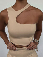 Load image into Gallery viewer, Cut Out Sexy Crop Top Off Shoulder Short Tops Women Irregular Summer Tops Orange Black Khaki Green S-XL
