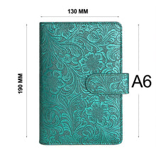 Load image into Gallery viewer, A5 or A6 Notebook Metal Color 6 Ring Binder PU Clip-on Notebook Leather Loose Leaf  Notebooks Journal Stationery
