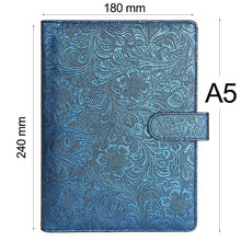 Load image into Gallery viewer, A5 or A6 Notebook Metal Color 6 Ring Binder PU Clip-on Notebook Leather Loose Leaf  Notebooks Journal Stationery
