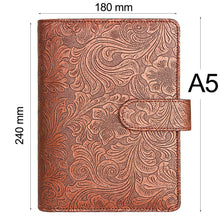 Load image into Gallery viewer, A5 or A6 Notebook Metal Color 6 Ring Binder PU Clip-on Notebook Leather Loose Leaf  Notebooks Journal Stationery
