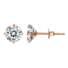 Load image into Gallery viewer, Bamoer Cubic Zirconia Stud Earrings 925 Sterling Silver Platinum Plated Hypoallergenic Earrings Gold Black Silver Rose Gold 4mm 5mm 6mm 7mm
