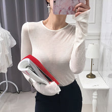 Load image into Gallery viewer, Sexy Long Sleeve Fitted Shirt Women Light Weight Slim Elasticity One Size Top Red Pink Black White
