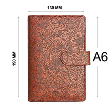 Load image into Gallery viewer, A5 or A6 Notebook Metal Color 6 Ring Binder PU Clip-on Notebook Leather Loose Leaf  Notebooks Journal Stationery
