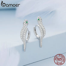 Load image into Gallery viewer, Bamoer 925 Sterling Silver 3D Snake Earrings for Women CZ Zirconia Fine Jewelry
