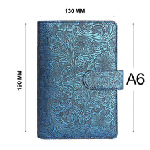 Load image into Gallery viewer, A5 or A6 Notebook Metal Color 6 Ring Binder PU Clip-on Notebook Leather Loose Leaf  Notebooks Journal Stationery
