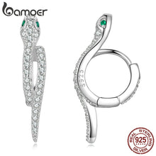 Load image into Gallery viewer, Bamoer 925 Sterling Silver 3D Snake Earrings for Women CZ Zirconia Fine Jewelry
