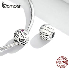 Load image into Gallery viewer, Bamoer 925 Sterling Silver Family Maternal Love Baby Feet Mom Heart Charms Pendants for Bracelet Bangle DIY Jewelry
