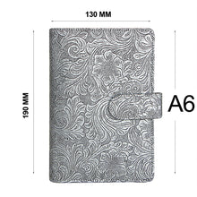 Load image into Gallery viewer, A5 or A6 Notebook Metal Color 6 Ring Binder PU Clip-on Notebook Leather Loose Leaf  Notebooks Journal Stationery
