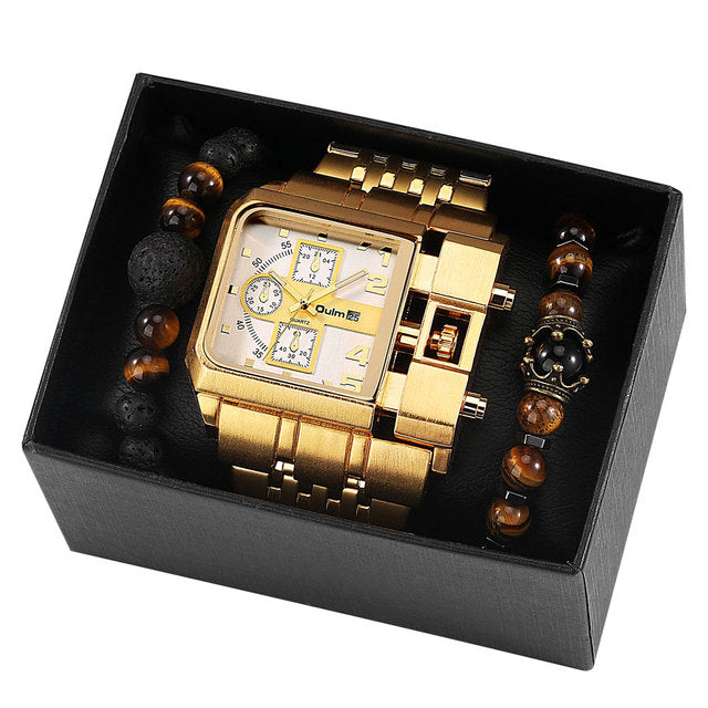 Luxury Quartz Big Dial Watches Waterproof and Bracelets Set 11 Options