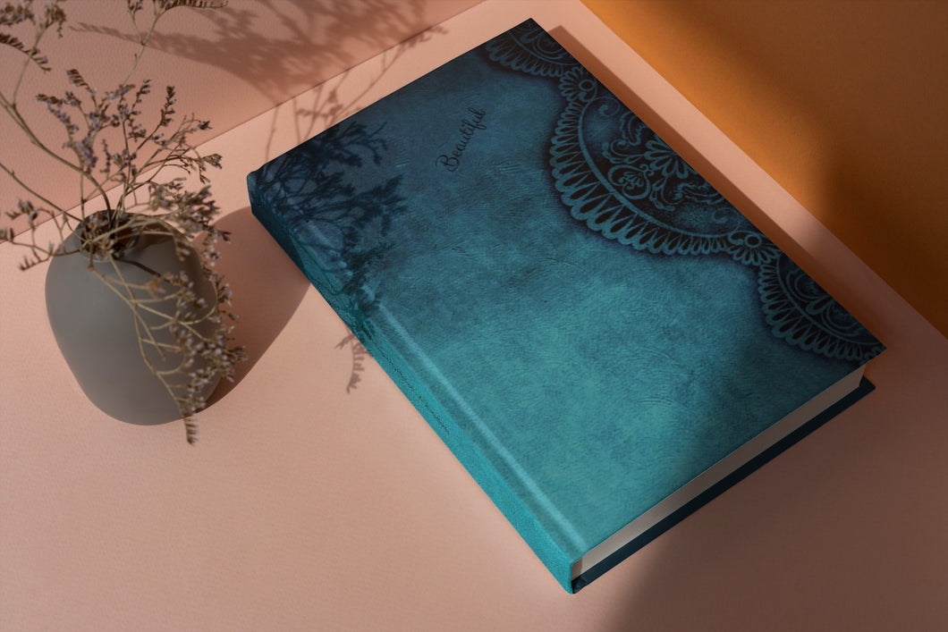 Turquoise Design 6x9 Hardcover Blank NoteBook