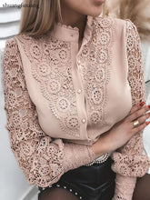 Load image into Gallery viewer, Sexy Lace Long Sleeve Vintage Button Blouse Shirts 10 Colors S-3XL
