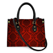 Load image into Gallery viewer, Women&#39;s Vegan Leather Dark Red Damask Handbag Custom Bag
