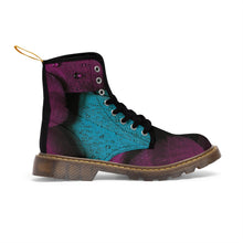 Load image into Gallery viewer, Women&#39;s Turquoise Raspberry Canvas Boots, Sizes 6.5-11, Stylish Unique Boots, Cool Alternative Styles, Edgy Rock Style, Fashionable Boots
