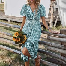 Load image into Gallery viewer, Short Sleeve Vintage Style Summer Dress
