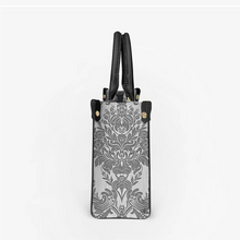 Load image into Gallery viewer, Women&#39;s Vegan Leather Grey Damask Pattern Handbag Custom Bag
