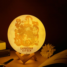 Load image into Gallery viewer, Capricorn Zodiac Touch &amp; Remote Control 3D Lunar Lamp with 16 Colors of Light
