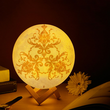 Load image into Gallery viewer, Floral Design Touch &amp; Remote Control 3D Lunar Lamp with 16 Colors of Light
