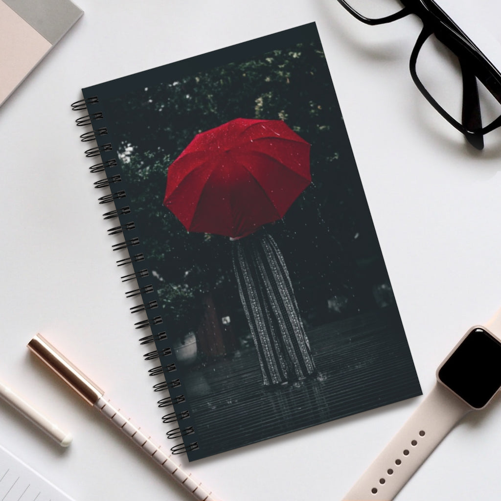 Lady Rain 5x8 Spiral Bound Journal, Diary, Notebook, Available in Dot Grid, Lined, Blank, Task