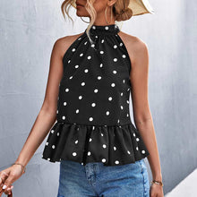 Load image into Gallery viewer, Polka Dot Sleeveless Halter Shirt Blouse
