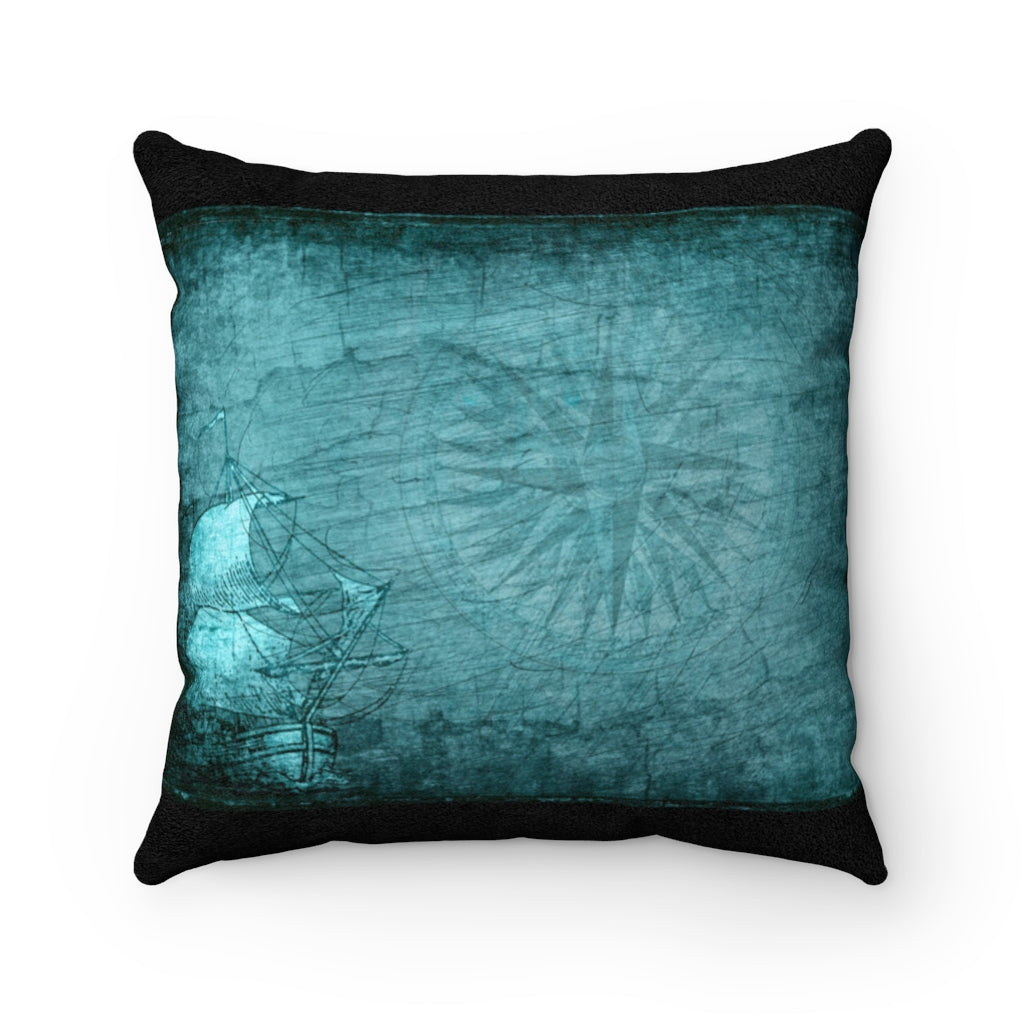 Unique Faux Suede Throw Pillow Turquoise True North, Pillow Included, Beautiful Decorative Faux Suede Cushions, Unique Luxury Cushions